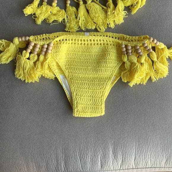 Yellow Two Piece Crochet Bikini - Picture 5 of 10